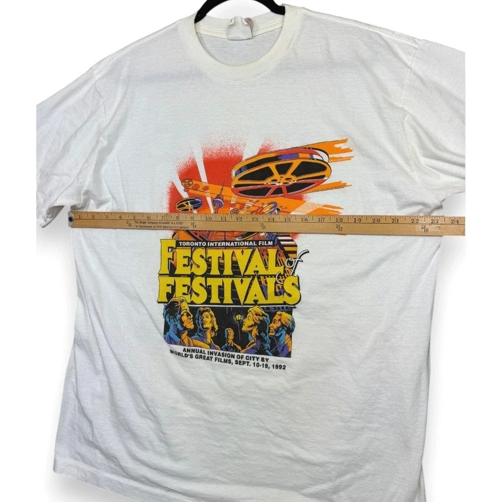 Brockum T-Shirt Mens XL White 1992 Toronto Film Festival Staff Vintage 90s